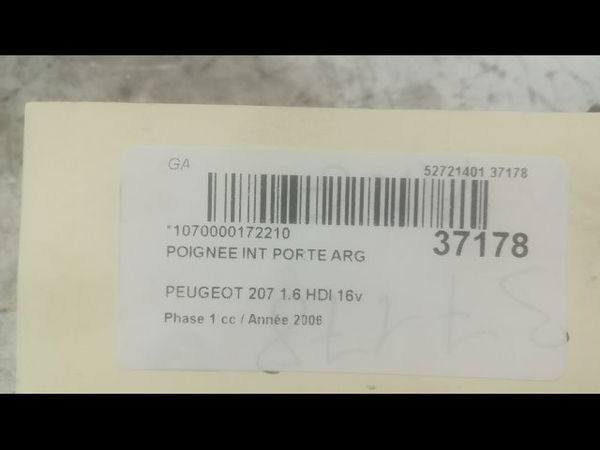 Poignee int porte arg Peugeot 207-207 (WA_, WC_) 1.6 hdi (2006-2013) 5 portes