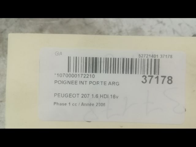 Poignee int porte arg Peugeot 207-207 (WA_, WC_) 1.6 hdi (2006-2013) 5 portes