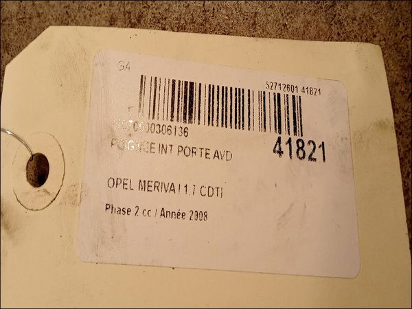 Poignee int porte avd Opel MERIVA A Monospace (X03) 1.7 cdti (e75) (2003-2010)