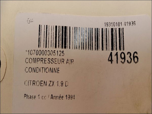 Compresseur air conditionne Citroën ZX (N2) 1.9 d (1993-1997)