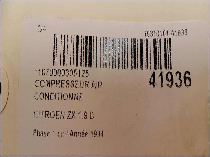 Compresseur air conditionne Citroën ZX (N2) 1.9 d (1993-1997)