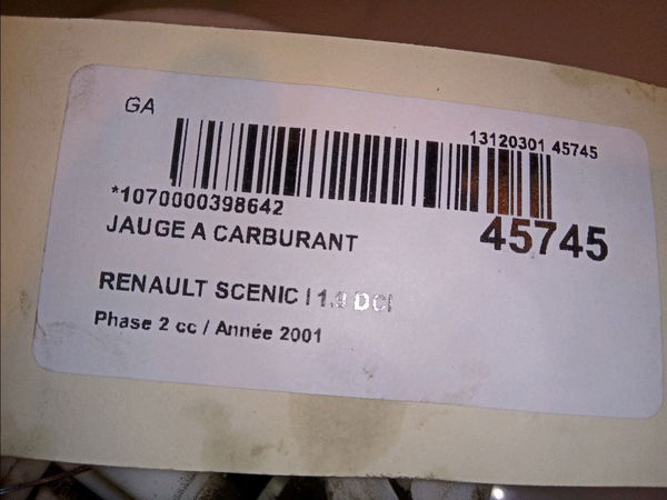 Jauge a carburant Renault SCÉNIC I Monospace (JA0-1_, FA0_) 1.9 dci (ja05, ja1f) (1999-2003) 5 portes