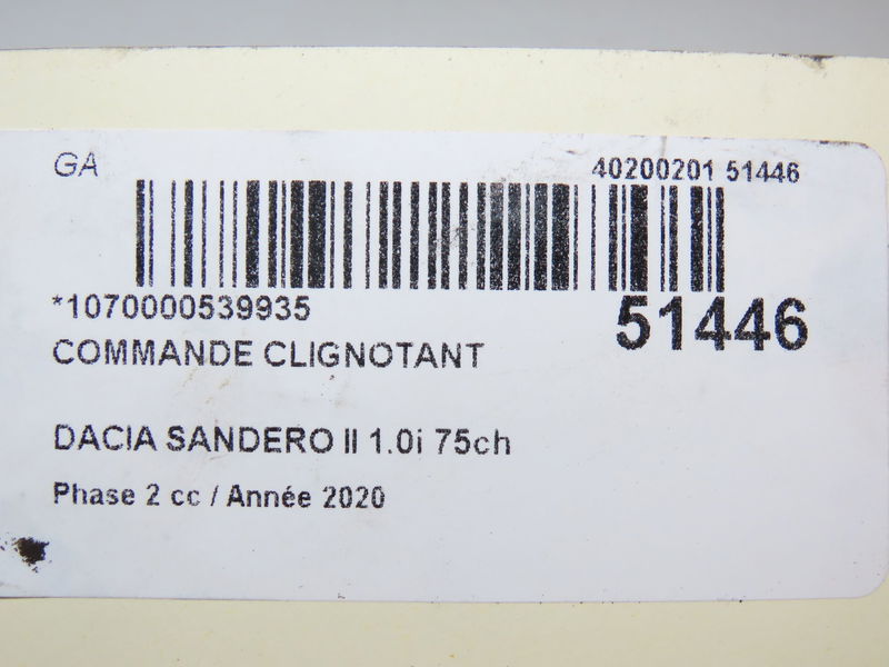 Commande clignotant Dacia SANDERO II 1.0 sce 75 (b8jc, b8jd) (2016)