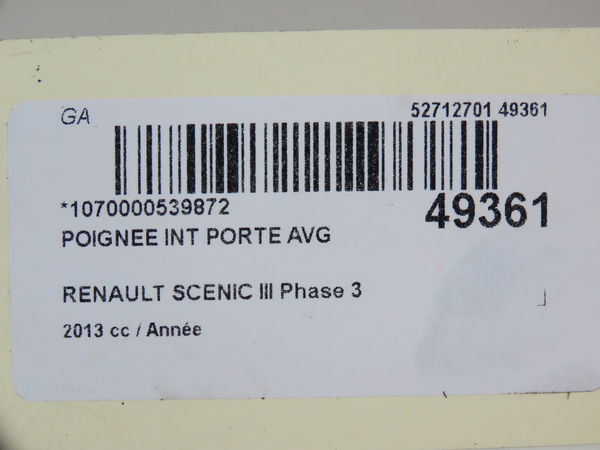 Poignee int porte avg Renault SCÉNIC III (JZ0-1_) 1.2 tce (2012)