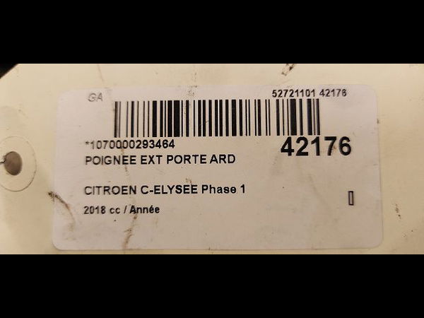 Poignee ext porte ard Citroën C-ELYSEE (DD_) 1.2 vti 82 (2014)