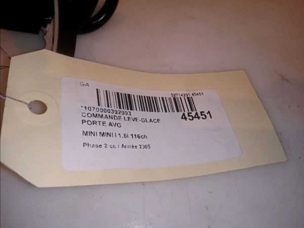 Commande lève-glace porte avant gauche Mini MINI (R50, R53) Cooper (2001-2006) 3 portes