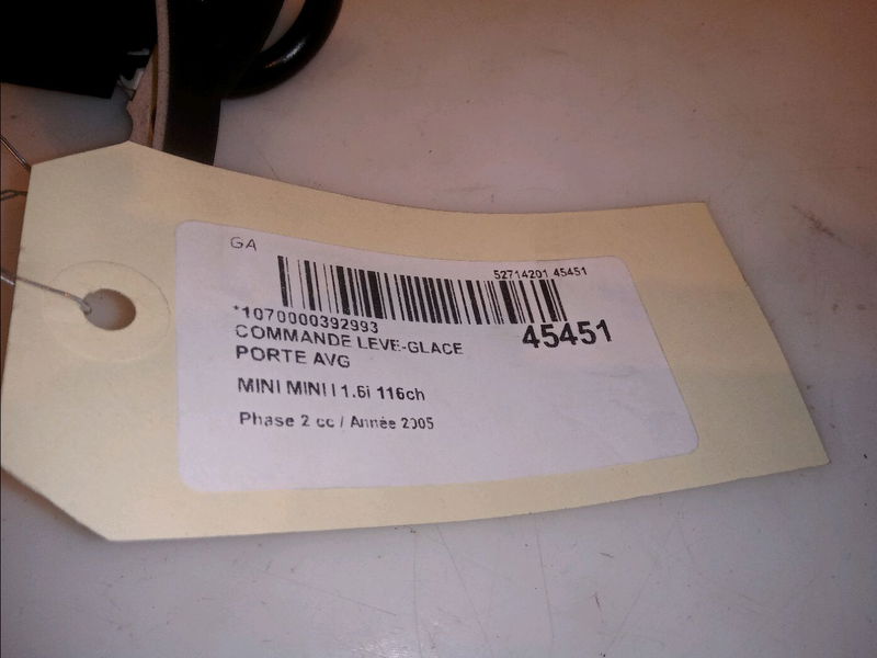 Commande lève-glace porte avant gauche Mini MINI (R50, R53) Cooper (2001-2006) 3 portes