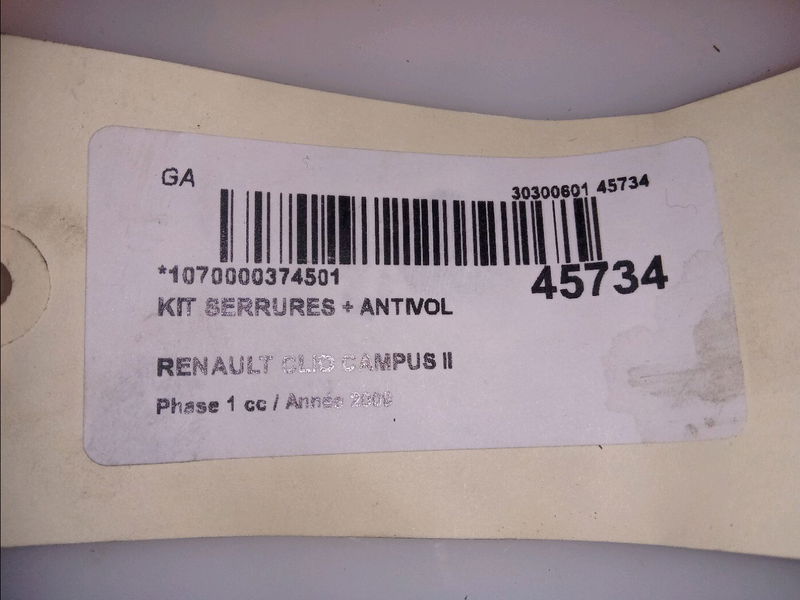Kit serrures  antivol Renault CLIO II (BB_, CB_) 1.5 dci (b-cb3m) (2005-2010) 3 portes