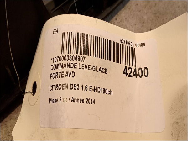 Commande lève-glace porte avant droite Citroën DS3 (SA_) 1.6 hdi 90 (2009-2015) 3 portes