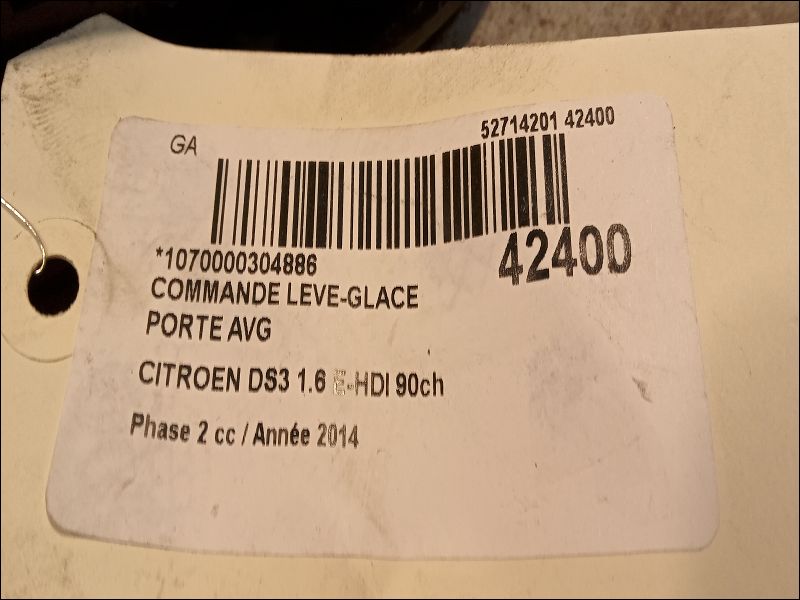 Commande lève-glace porte avant gauche Citroën DS3 (SA_) 1.6 hdi 90 (2009-2015) 3 portes