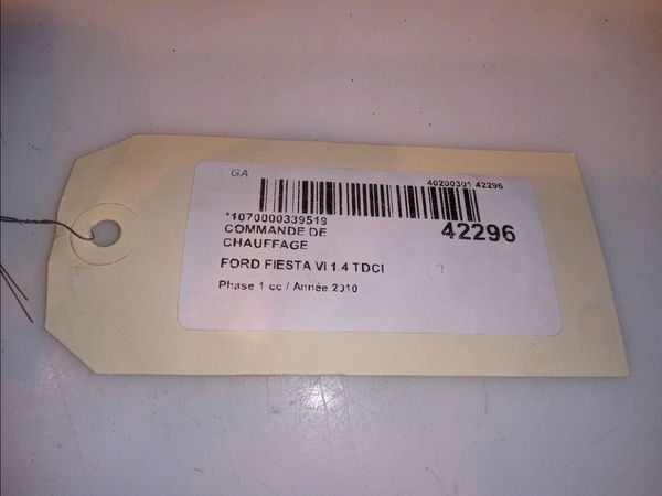 Commande de chauffage Ford FIESTA VI (CB1, CCN) 1.4 tdci (2010-2012) 3 portes