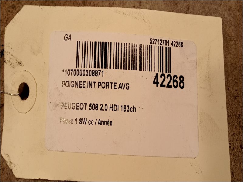 Poignee int porte avg Peugeot 508 SW I (8E_) 2.0 hdi (2010-2018)