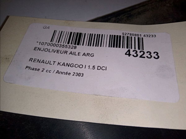 Enjoliveur aile arg Renault KANGOO Express (FC0-1_) 1.5 dci (fc07, fc1r) (2001) 4 portes