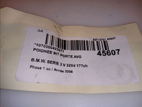 Poignee int porte avg Bmw 3 (E90) 320 d (2004-2011)