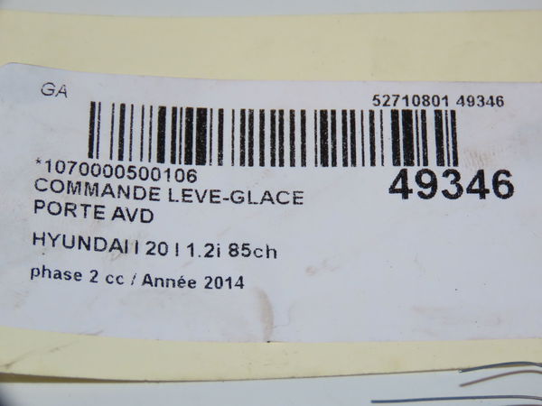 Commande lève-glace porte avant droite Hyundai I20 I (PB, PBT) 1.2 (2008-2012)