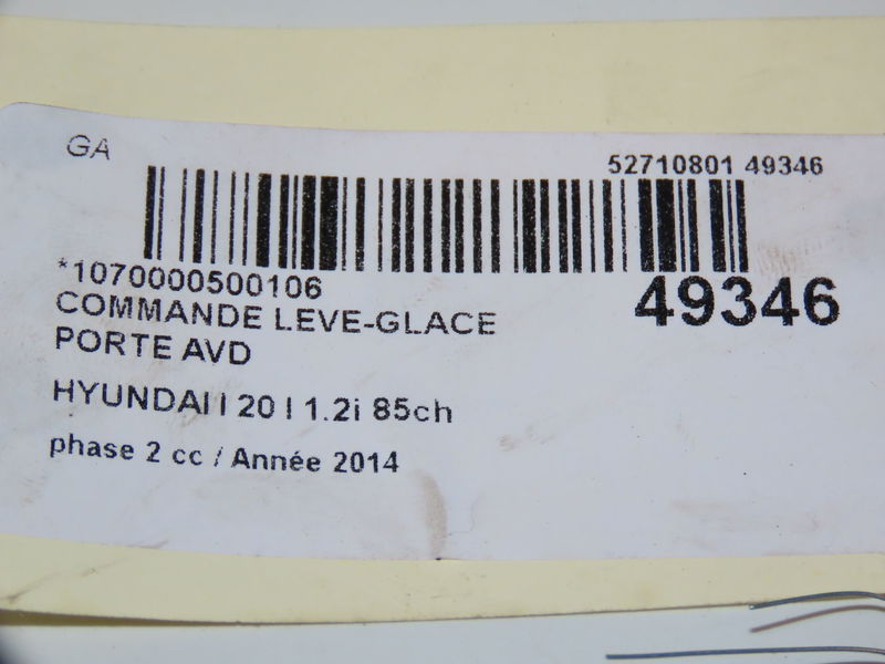 Commande lève-glace porte avant droite Hyundai I20 I (PB, PBT) 1.2 (2008-2012)