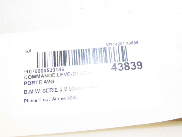 Commande lève-glace porte avant gauche Bmw 5 (E60) 530 d (2002-2005)