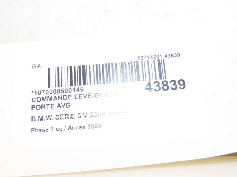 Commande lève-glace porte avant gauche Bmw 5 (E60) 530 d (2002-2005)