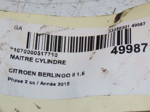 Maitre cylindre Citroën BERLINGO MULTISPACE (B9) 1.6 hdi 115 (2010)