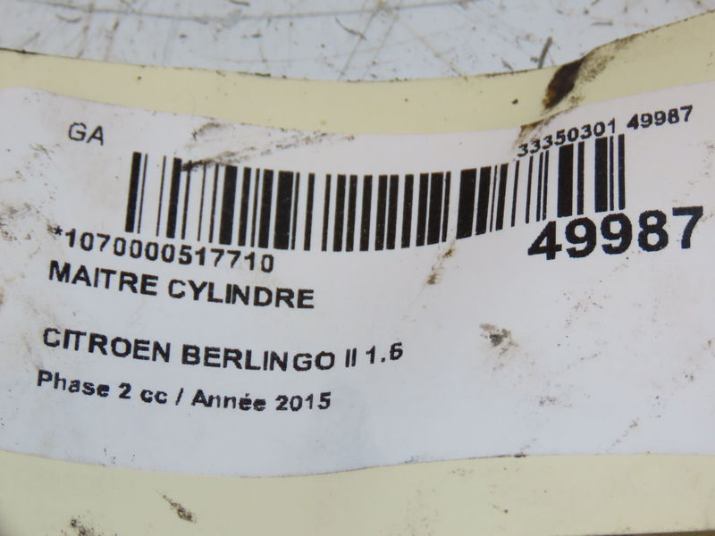 Maitre cylindre Citroën BERLINGO MULTISPACE (B9) 1.6 hdi 115 (2010)