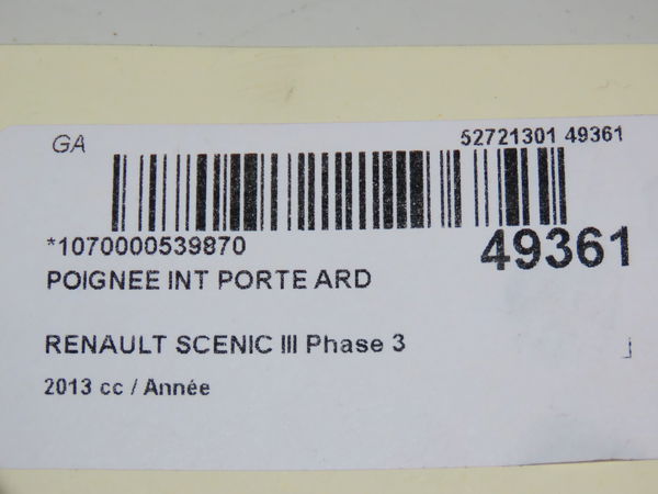 Poignee int porte ard Renault SCÉNIC III (JZ0-1_) 1.2 tce (2012)