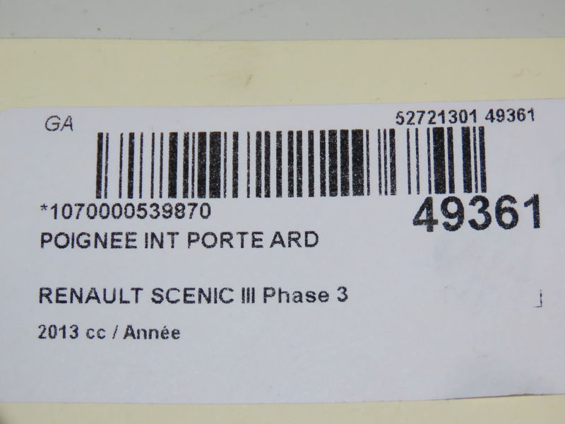 Poignee int porte ard Renault SCÉNIC III (JZ0-1_) 1.2 tce (2012)