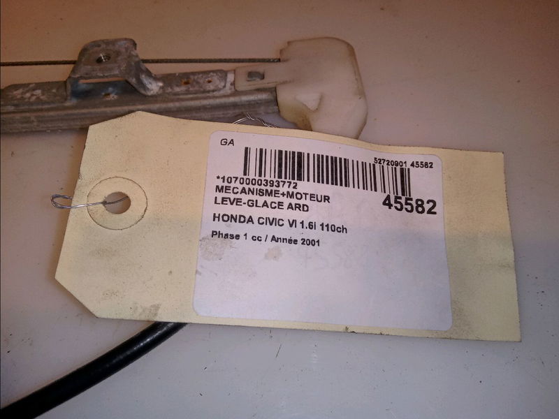 Mecanismemoteur leve-glace ard Honda CIVIC VII Hatchback (EU, EP, EV) 1.6 i (ep2, eu8, eu6) (2001-2005)
