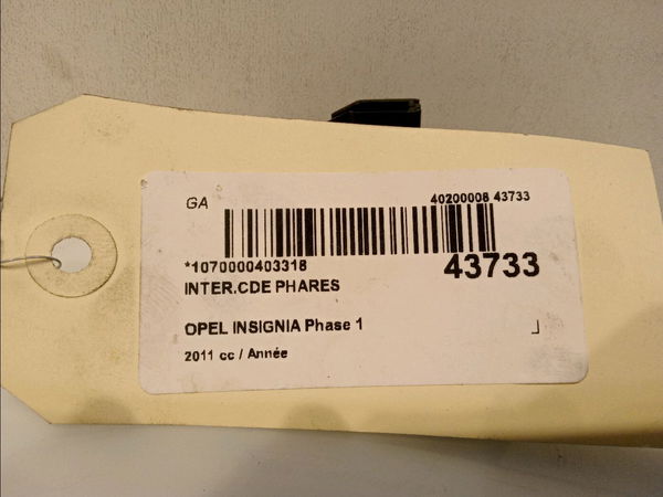 Interrupteur commande de phares Opel INSIGNIA A (G09) 2.8 v6 turbo opc 4x4 (68) (2009-2017)