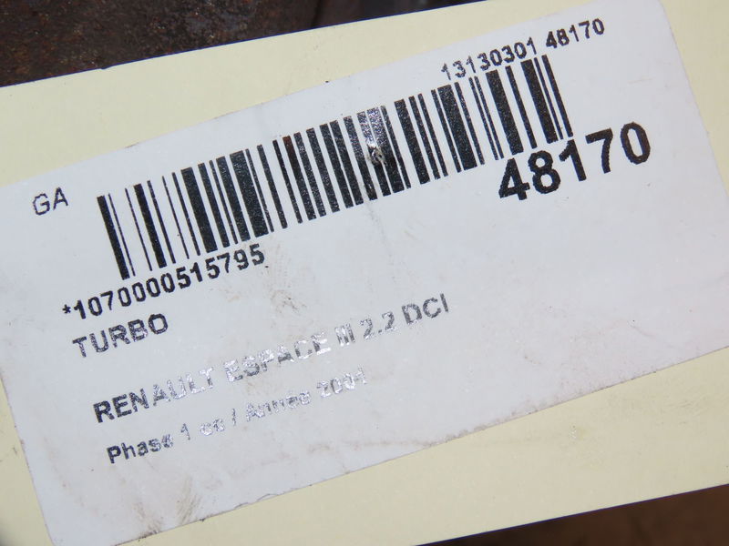 Turbo Renault ESPACE III (JE0_) 2.2 dci (je0k) (2000-2002) 5 portes
