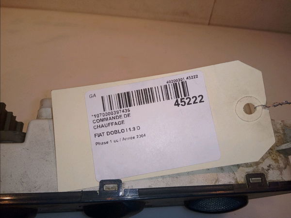 Commande de chauffage Fiat DOBLO Camionnette-Monospace (223_) 1.9 d (223zxb1a) (2001)