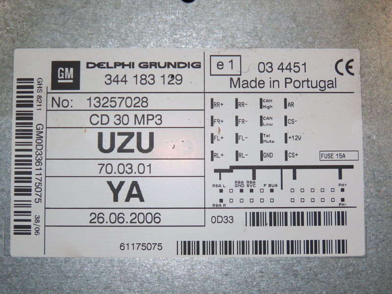 Autoradio Opel CORSA D (S07) 1.2 (l08, l68) (2006-2014) 5 portes