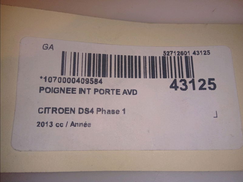 Poignee int porte avd Citroën DS4 (NX_) 1.6 thp 200 (2011-2015)