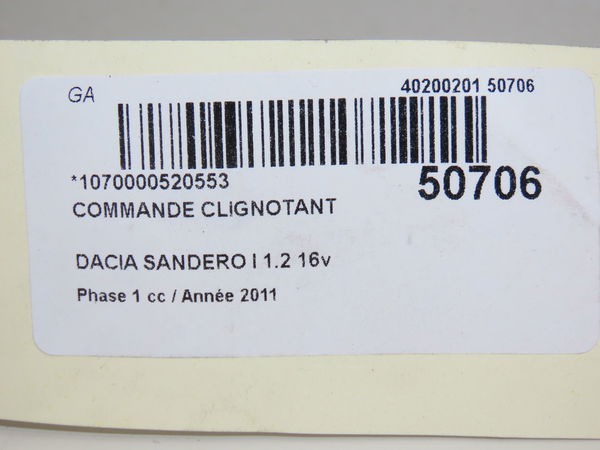 Commande clignotant Dacia SANDERO 1.2 16v (2008) 5 portes