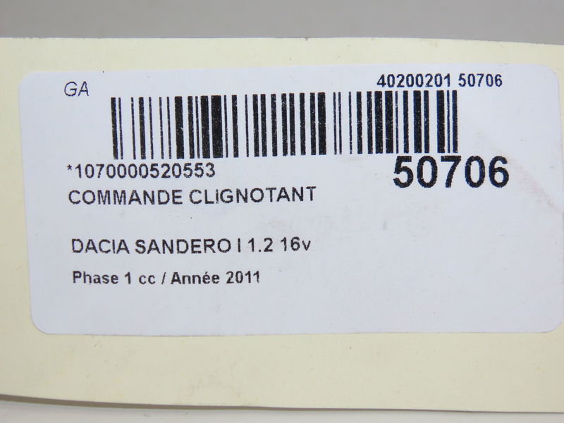 Commande clignotant Dacia SANDERO 1.2 16v (2008) 5 portes