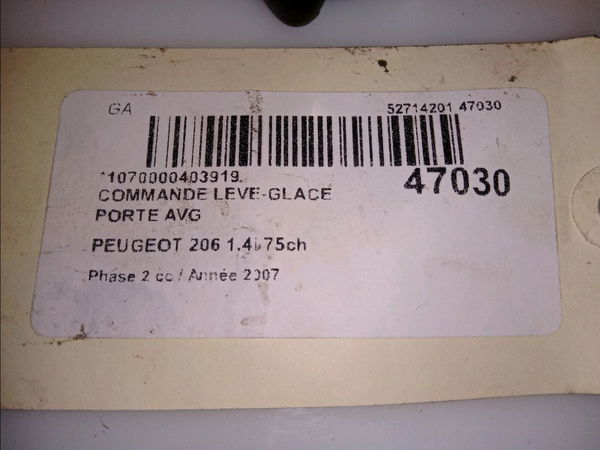 Commande lève-glace porte avant gauche Peugeot 206 3-5 portes (2A-C) 1.4 i (1998-2012) 3 portes