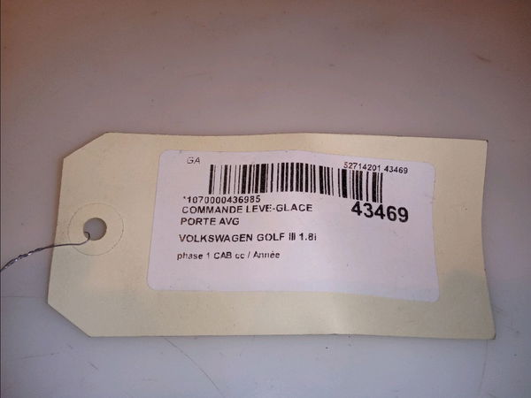 Commande lève-glace porte avant gauche Volkswagen GOLF III Cabriolet (1E7) 1.8 (1993-1998)