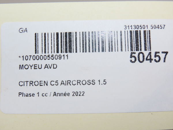 Moyeu avd Citroën C5 AIRCROSS (A_) 1.5 bluehdi 130 (acyhzj, acyhzr) (2018)