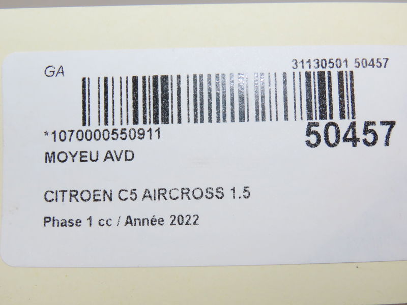 Moyeu avd Citroën C5 AIRCROSS (A_) 1.5 bluehdi 130 (acyhzj, acyhzr) (2018)