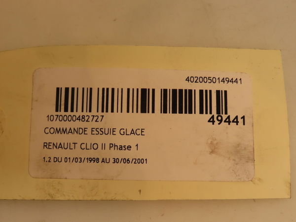 Commande essuie glace Renault CLIO II (BB_, CB_) 1.2 (bb0a, bb0f, bb10, bb1k, bb28, bb2d, bb2h, cb0a,... (1998-2010) 5 portes