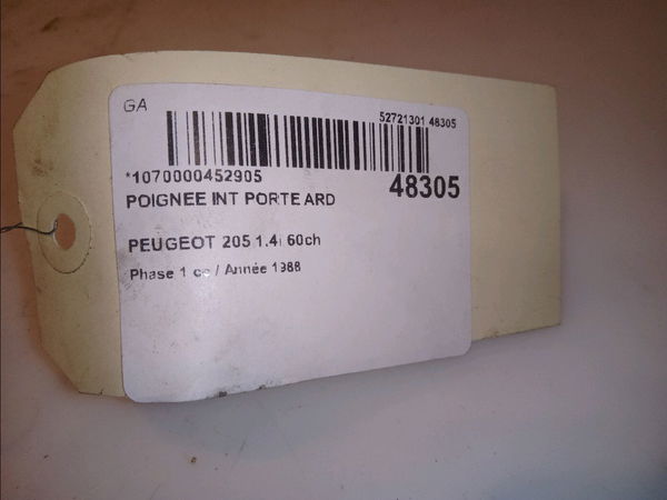 Poignee int porte ard Peugeot 205 II (20A-C) 1.4 (1988-1998)