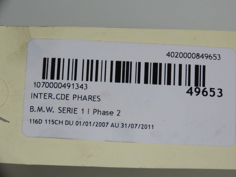 Interrupteur commande de phares Bmw 1 (E87) 116 d (2009-2011)