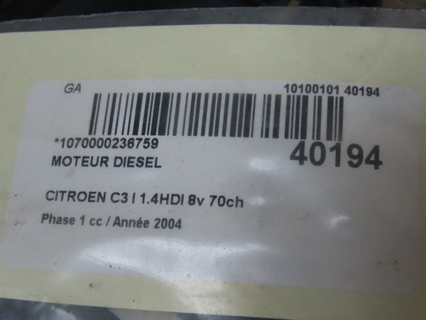 Moteur diesel Citroën C3 I (FC_, FN_) 1.4 hdi (2003-2011) 5 portes