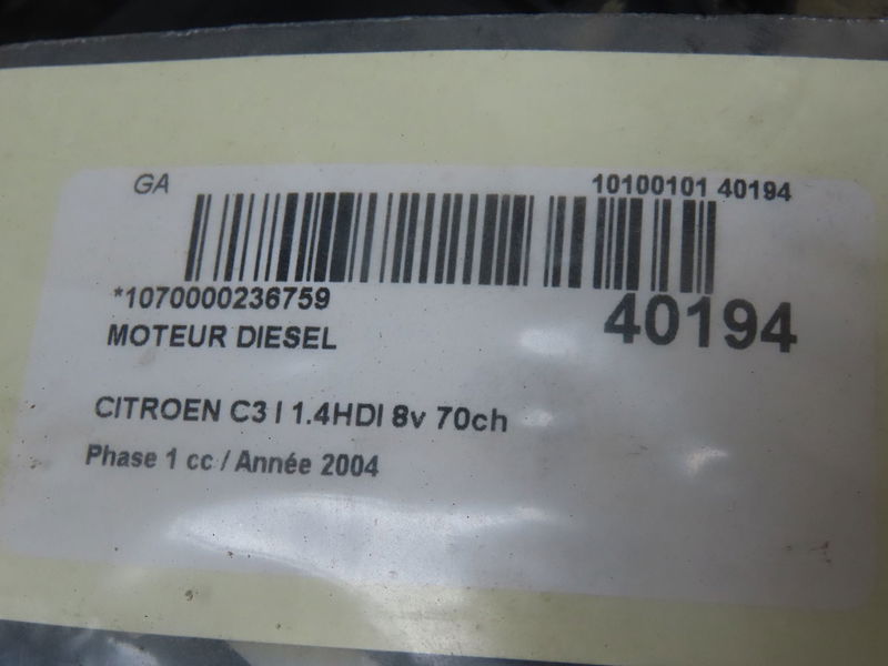 Moteur diesel Citroën C3 I (FC_, FN_) 1.4 hdi (2003-2011) 5 portes