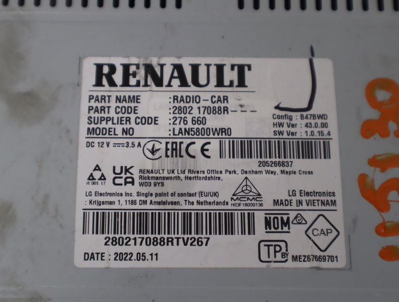 Autoradio Dacia SPRING Ev (b6m1) (2020) 5 portes
