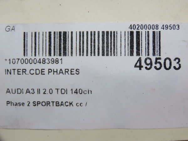 Interrupteur commande de phares Audi A3 Sportback (8PA) 2.0 tdi 16v (2004-2013) 5 portes