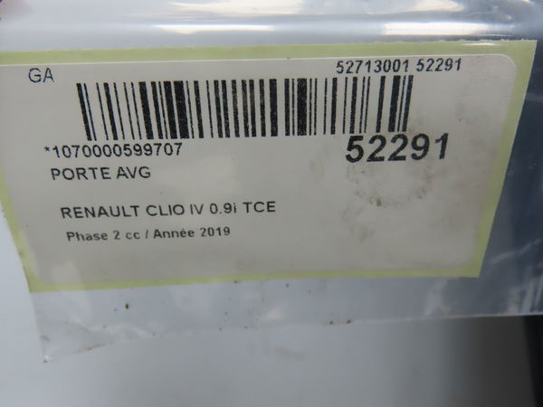 Porte avant gauche Renault CLIO IV (BH_) 0.9 tce 90 (2012) 5 portes