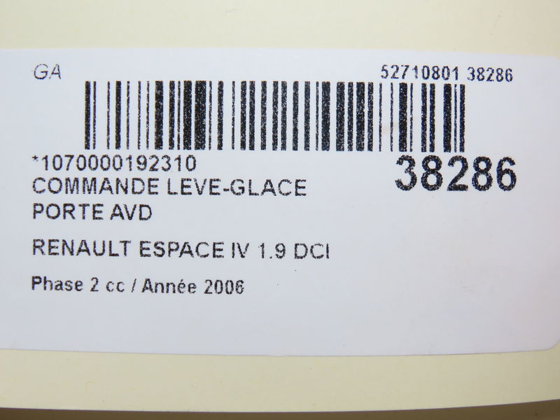 Commande lève-glace porte avant droite Renault ESPACE IV (JK0-1_) 1.9 dci (jk0u) (2003-2005) 5 portes