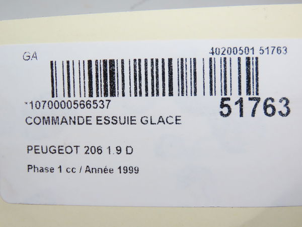 Commande essuie glace Peugeot 206 3-5 portes (2A-C) 1.9 d (1998-2001) 5 portes