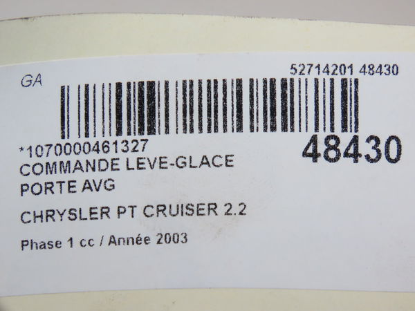 Commande lève-glace porte avant gauche Chrysler PT CRUISER (PT_) 2.2 crd (2002-2010)