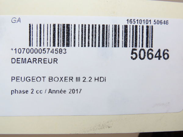 Démarreur Peugeot BOXER Camionnette 2.0 bluehdi 130 (2015-2019)